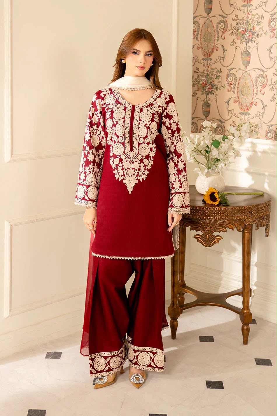 Dhanak Embroidered  3-Piece - GL-3112
