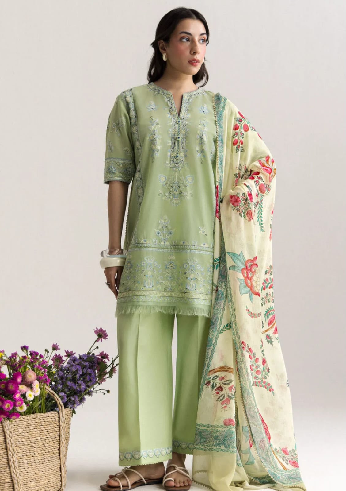 Dhanak Embroidered  3-Piece - GL-3113