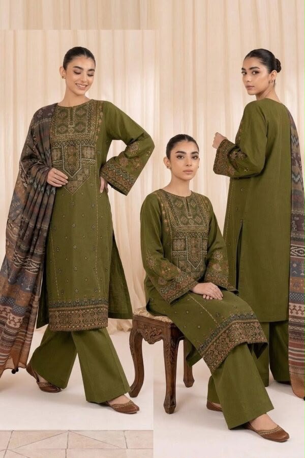 Dhanak Embroidered  3-Piece - GL-3015