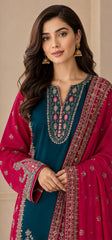 Dhanak Embroidered  3-Piece - GL-3118