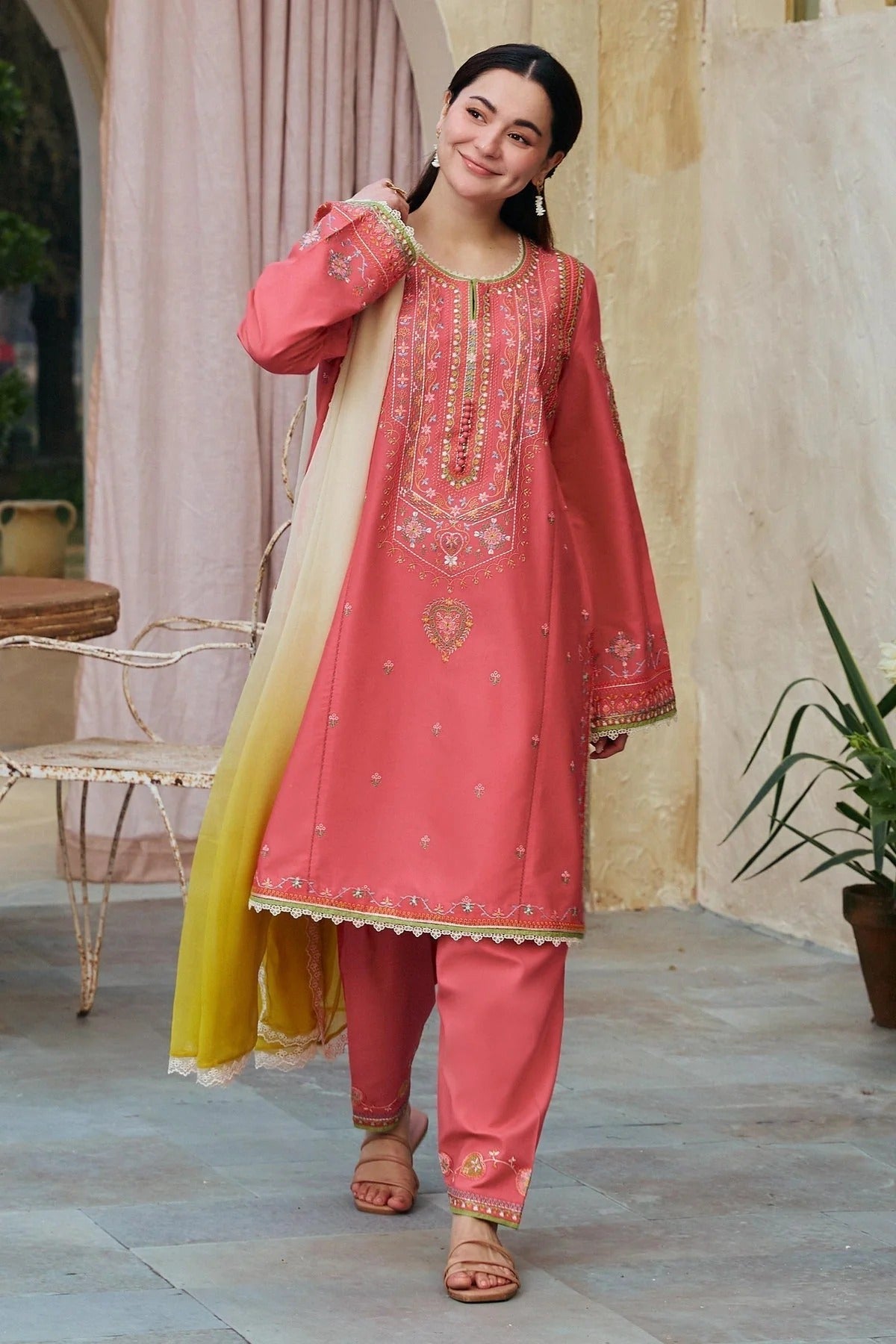Dhanak Embroidered 3-PC-GL-4521