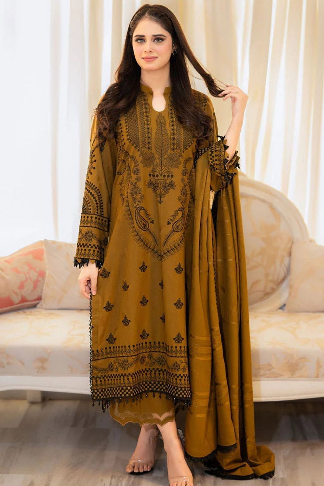 Dhanak Embroidered 3-PC-GL-4515