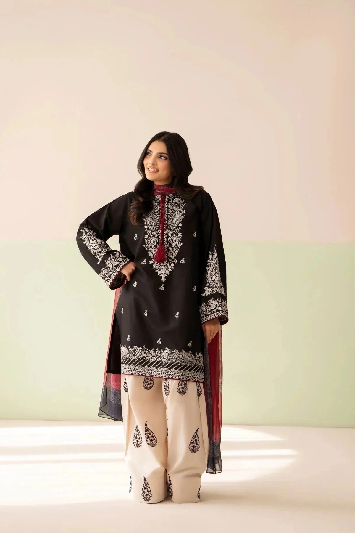Dhanak Embroidered 3-PC-GL-4527